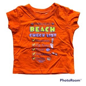 🔸CHILDREN’S PLACE: Girls 6-9 months short sleeve orange top, NWOT, beach theme.